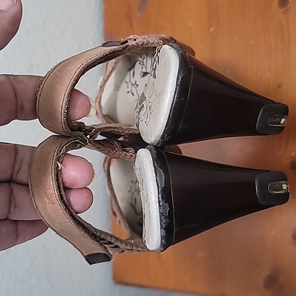 JAMBU SONYA WOMEN'S CASUAL PEEP TOE SLINGBACK PUMPS BROWN LEATHER SANDAL SIZE 9 - Picture 5 of 12